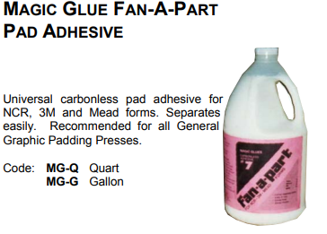 Magic Glue Fan-A-Part Pad Adhesive